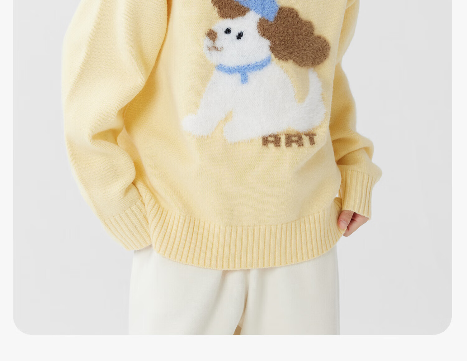 Zuo Xi Girls' Sweater Autumn Winter 2025 New Plush Inner Wear Cute Pet Children's Knitwear Trendy Light Yellow 160 11